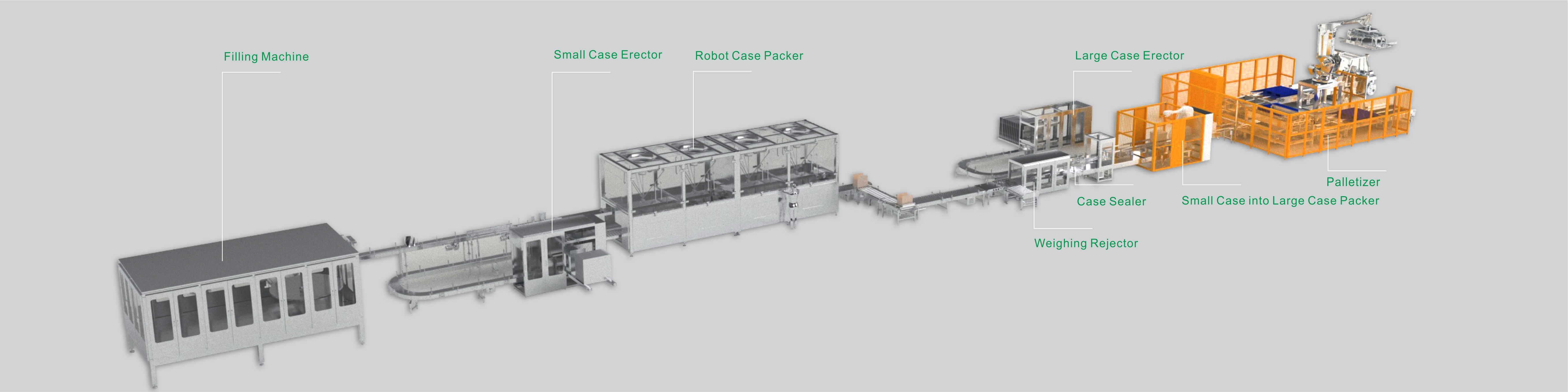 Automatic Pouch Product Intelligent Case Erecting Packing Sealing Production Line 